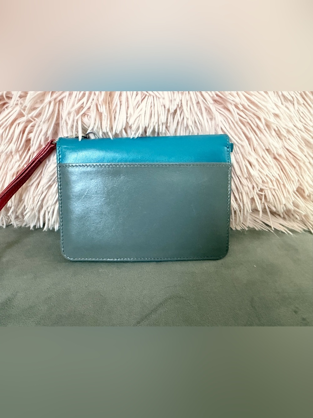 Lodis Two-Tone Teal & Deep Teal Leather Wristlet